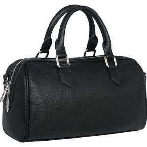 Heshe Women Black Leather Top Handle Satchel Tote Designer Cross Body Purse